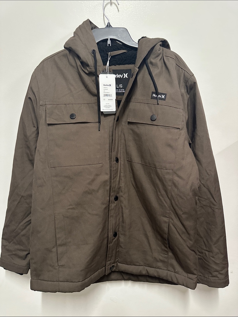 Hurley Men’s Field Hooded Jacket in Brown